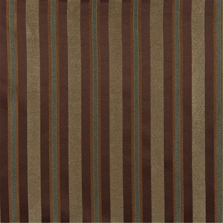 Designer Fabrics 54 in. Wide Striped Brown- Green And Gold Damask Upholstery And Window Treatment Fabric E630